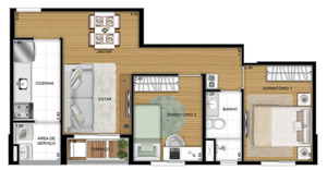 Planta tipo apartamento 49m²